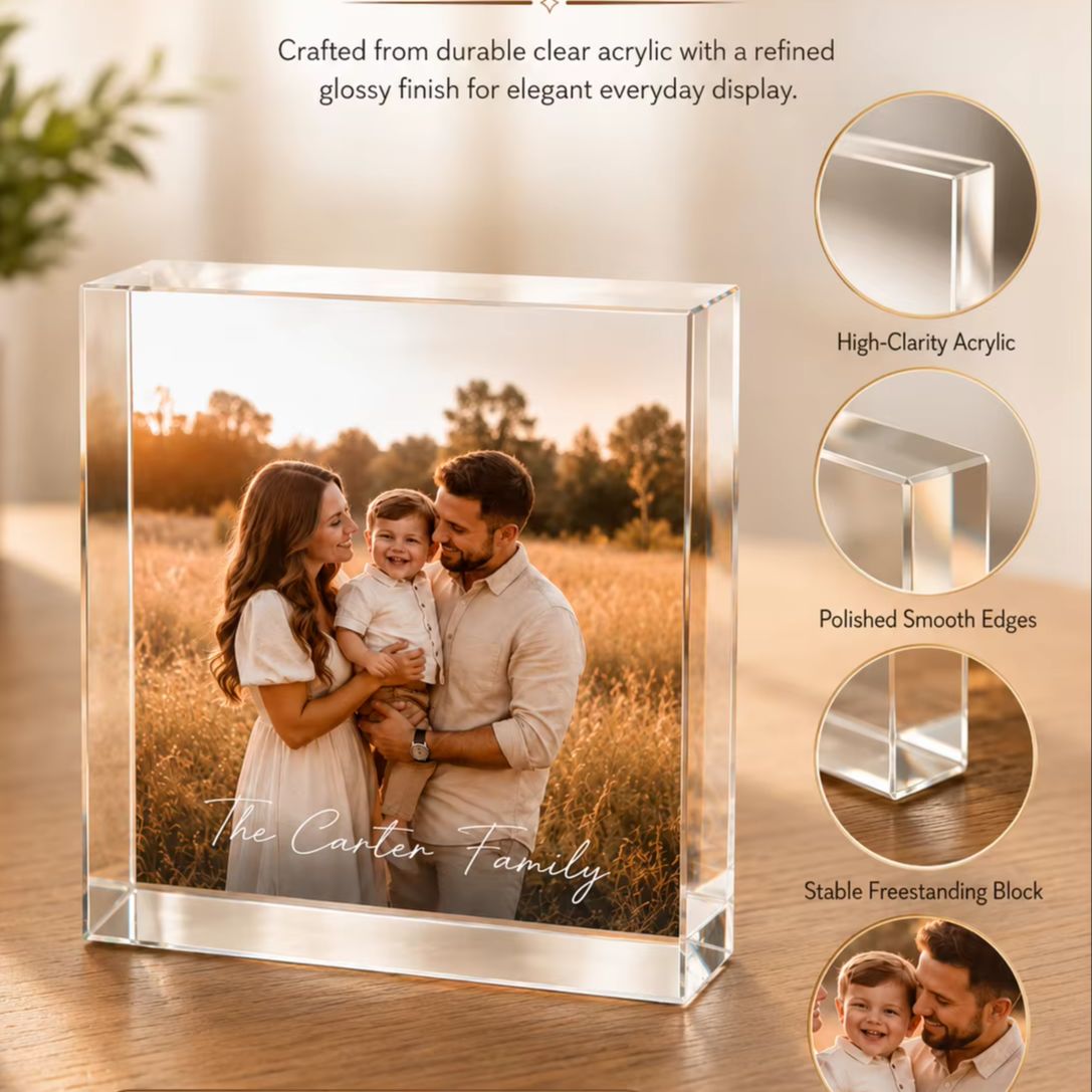 Photo Acrylic Block - Blok Foto Akrilik Keluarga yang Dipersonalisasi,